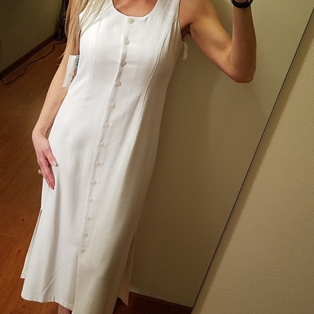 NWT White Button Front Maxi Dress 4P
